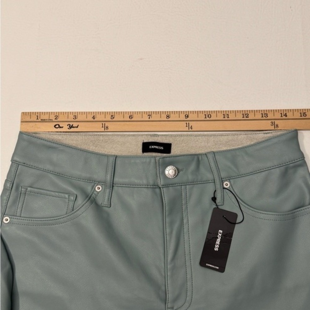 Express Mint Faux Leather Pants Wide Leg High Rise Size 8 - Picture 9 of 9
